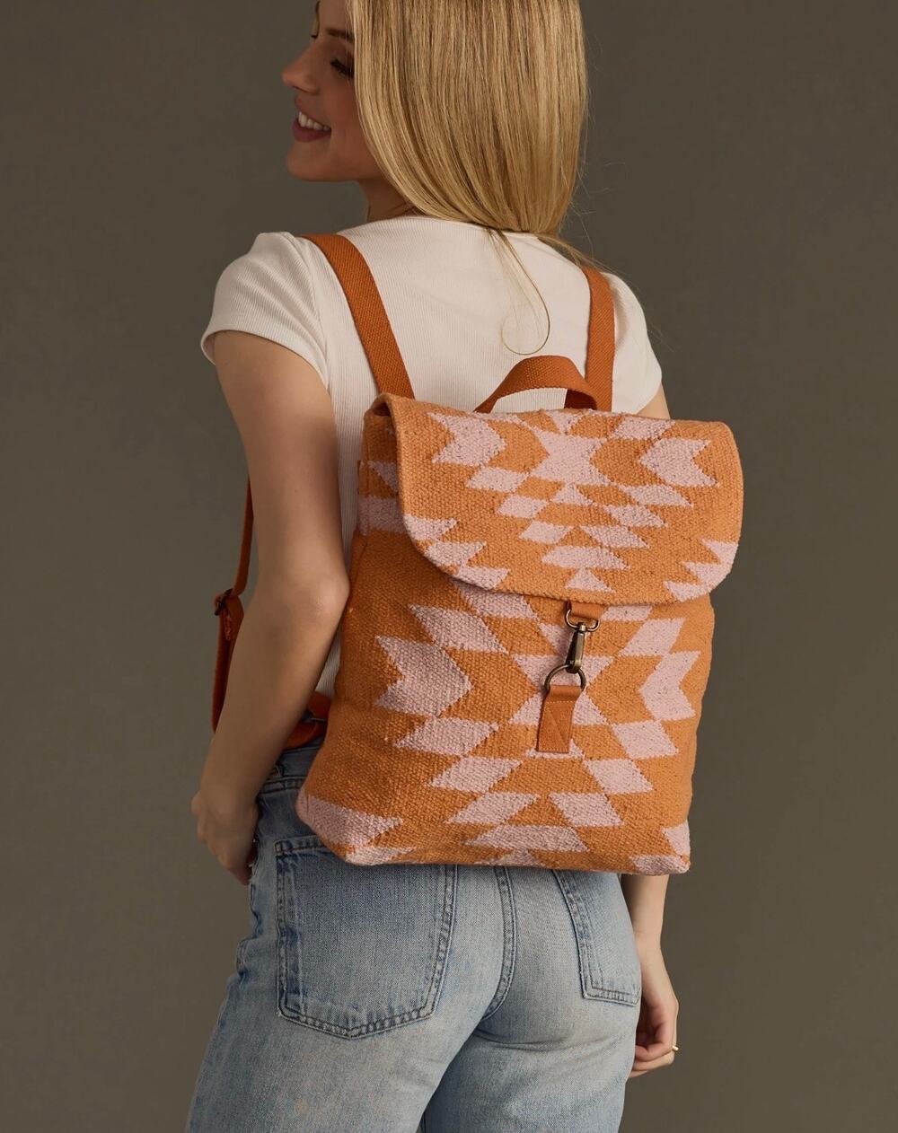 BNWT Panache Apparel Co. Aztec Woven Backpack Desert Pink/Orange Western Boho